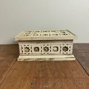 Vintage JAPAN Intricate Wood inlay pattern Jewelry Music Box‎ Velvet lined